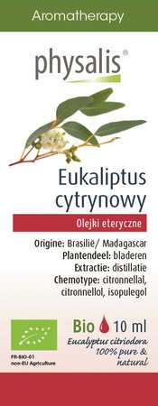 Olejek eteryczny eukaliptus cytrynowy (citroen eucalyptus) bio 10 ml